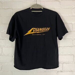 John Galt Brandy Melville Black Los Angeles Cropped T-shirt Small/Medium